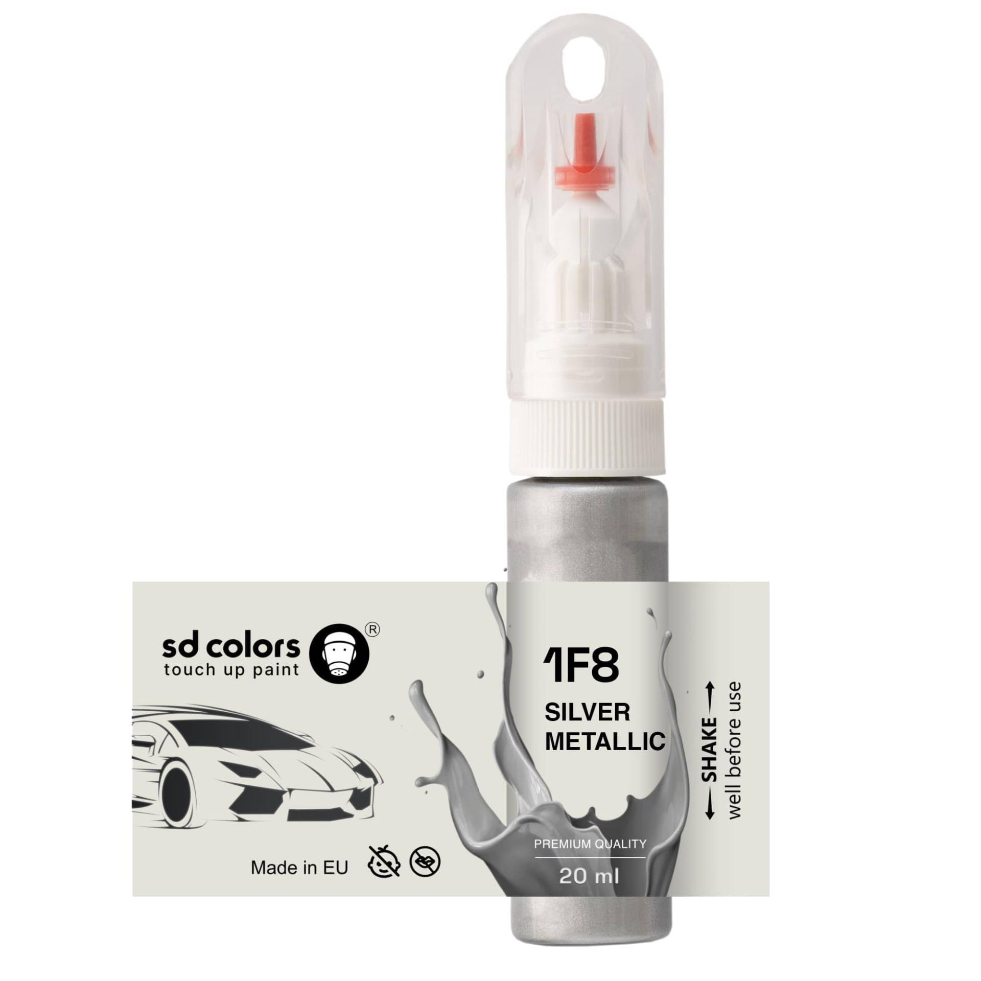 SD COLORS Silber-Metallic 1F8 Ausbesserungslack, 20 ML, praktischer Pinsel zur Reparatur von Kratzern (Farbe und Lack) von SD COLORS