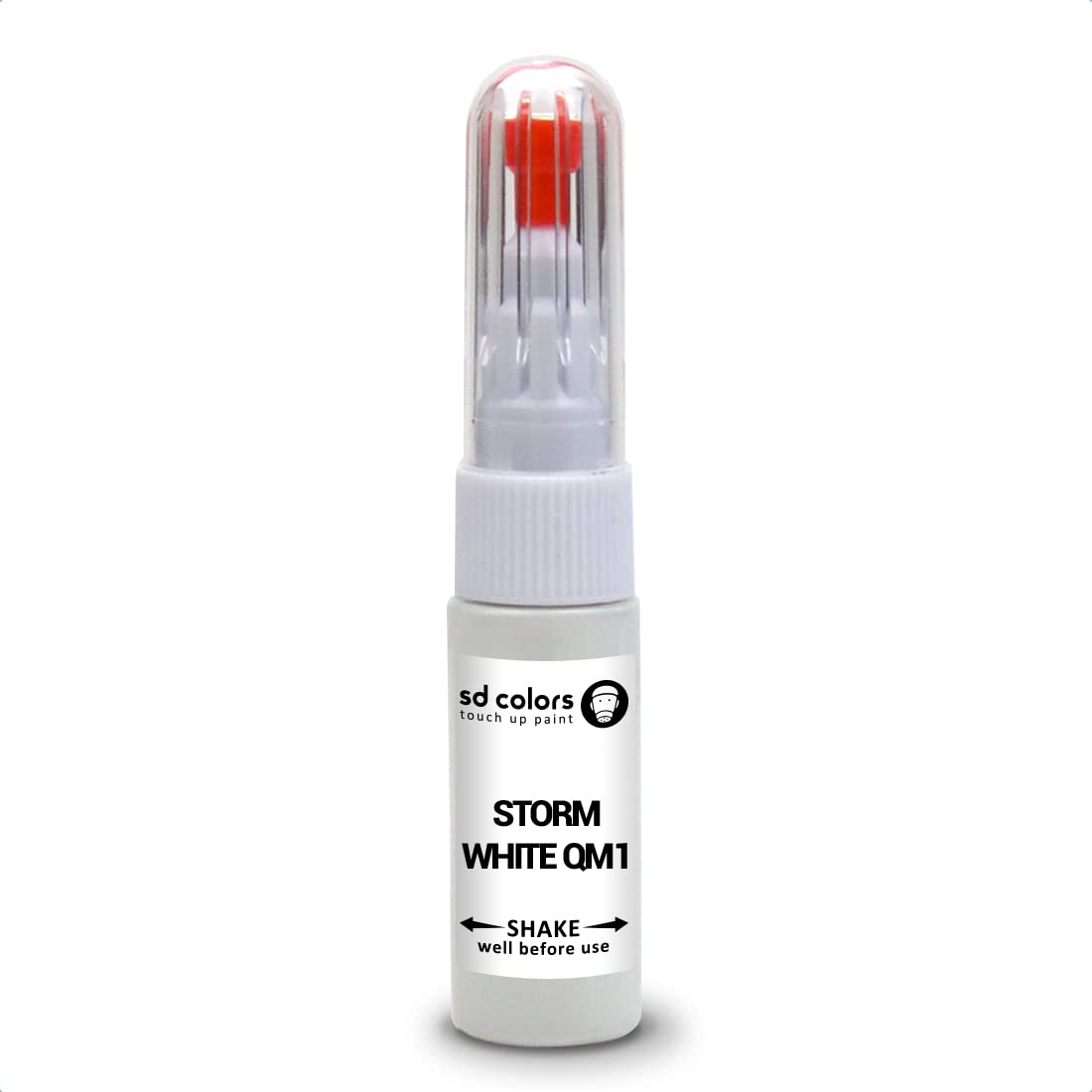 SD COLORS Storm White QM1 Reparaturset, kompatibel mit Nissan New Ausbesserungsstift, 20 ML, Kratzer-Chip-Pinsel, Farbcode QM1 Storm White von SD COLORS