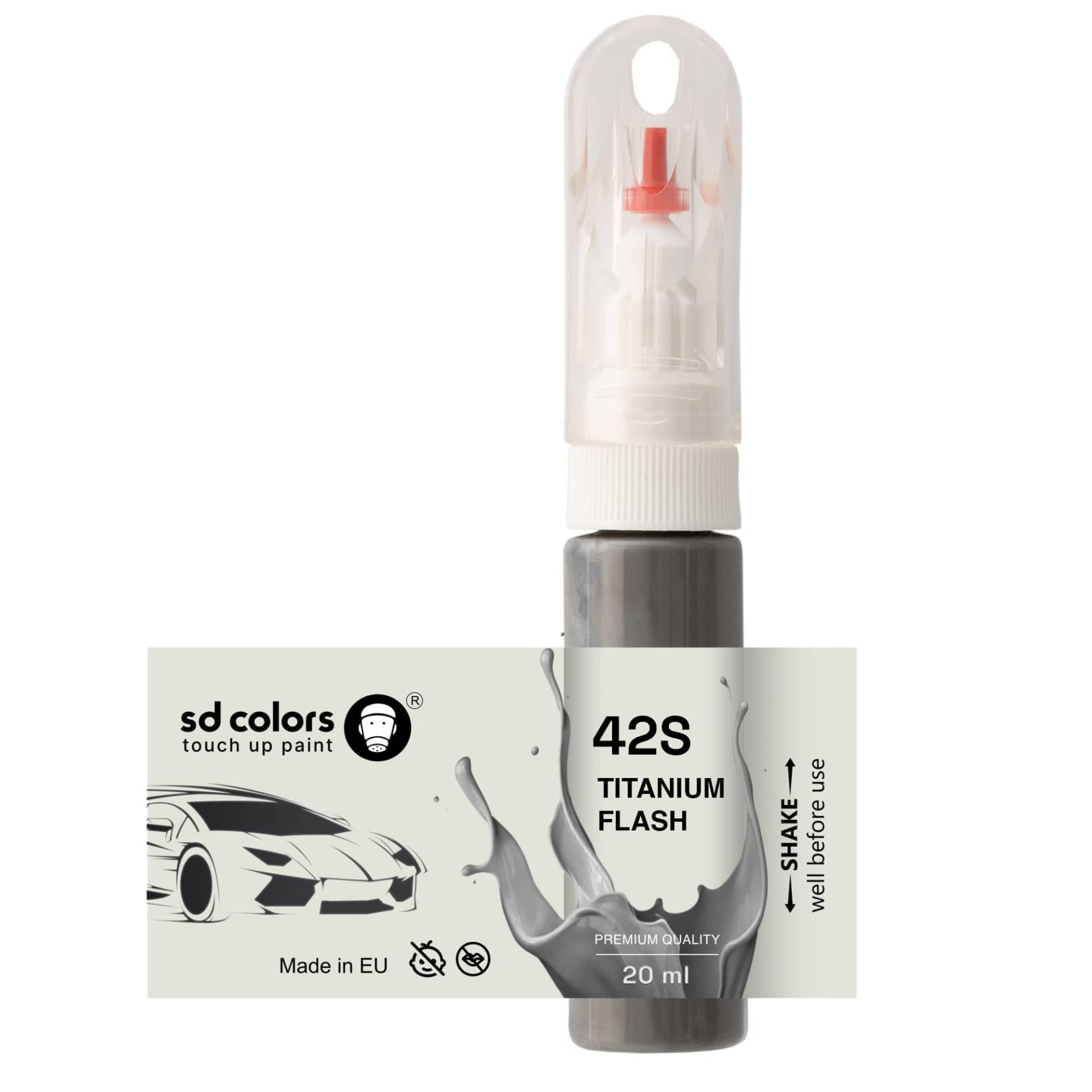 SD COLORS Titanium Flash 42S Lackausbesserungsstift, 20 ML, praktischer Pinsel zur Reparatur von Kratzern (Farbe und Lack) von SD COLORS