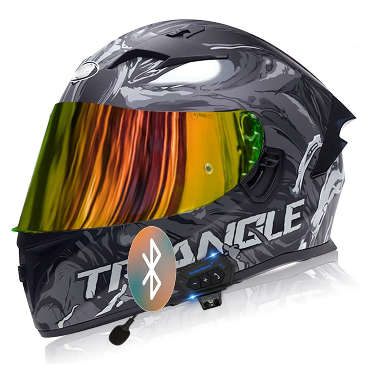 SDFGDFD Bluetooth-Integralhelm - Motorrad-Integralhelm - RollerHelm Bluetooth-Helm Mit Doppelvisier, ECE/DOT Genehmigt Motorradhelm Für Damen Und Herren von SDFGDFD