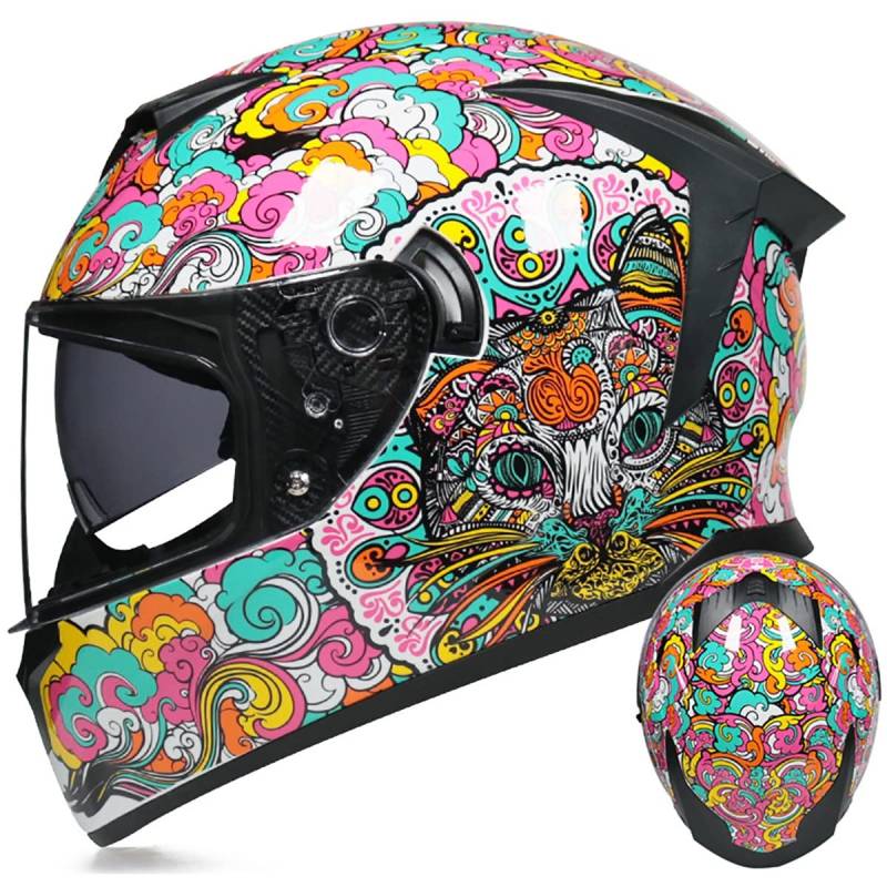 SDFGDFD Integralhelm Helm Helm für Motorräder Full-Face Motorcycle Helmet Tragbarer Integralhelme ECE/DOT-Zertifizierung Motorrad-Integralhelm von SDFGDFD