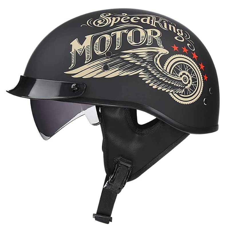 SDFGDFD Motorrad Halbhelm Motorrad Helm Scooter-Helm Jet-Helm Motorrad Half Helm Offener Helm mit Brille für Scooter Roller Biker,DOT/ECE-Zertifizierter Halbschale JetHelm von SDFGDFD