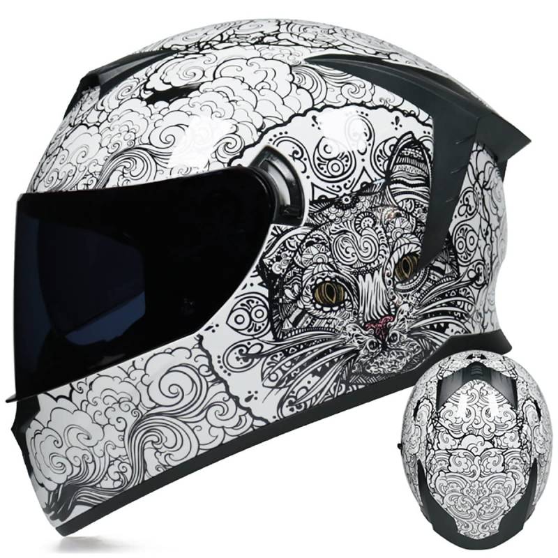 SDFGDFD Motorrad-Integralhelm Motorradhelm Integralhelm mit Sonnenblende,ECE/DOT-zugelassen Motorradhelm Integralhelm Rollerhelm Fullface Helm Sturzhelm Motorrad-Integralhelm von SDFGDFD