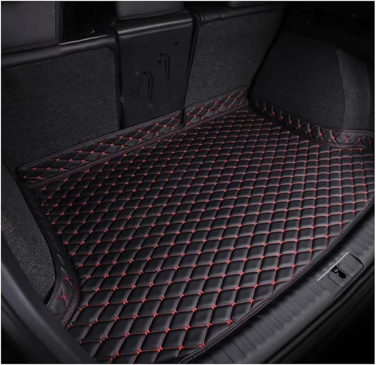 Auto Leder Kofferraummatten für Buick Lacrosse 2009-2015 Kofferraum Cargo Schutzmatte,Auto Kofferraumwanne Innenmatte Zubehör,D/Black-red von SDFSDEPIE