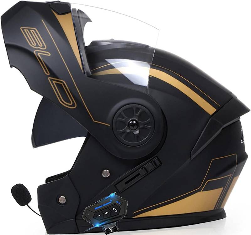 Adults Modularer Klapphelm Mit Bluetooth,Motorrad Integrierter Bluetooth-Helm Mit Doppelvisier,mit Automatische Reaktion Motorradhelm Sturzhelm Für Herren Und Damen ECE Genehmigt von SDPPTY