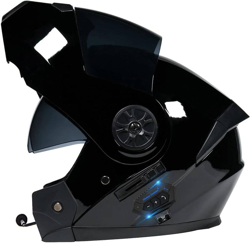 Adults Modularer Klapphelm Mit Bluetooth,Motorrad Integrierter Bluetooth-Helm Mit Doppelvisier,mit Automatische Reaktion Motorradhelm Sturzhelm Für Herren Und Damen ECE Genehmigt von SDPPTY