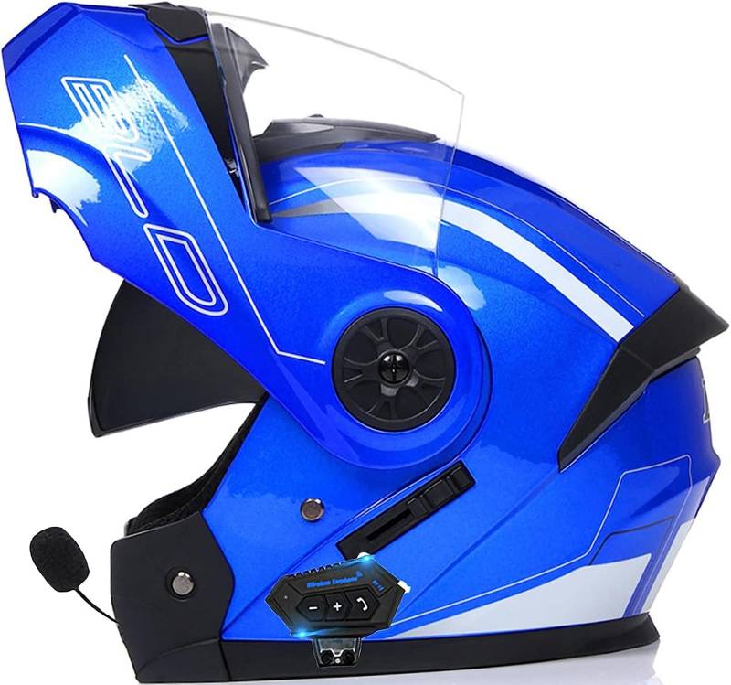 Adults Modularer Klapphelm Mit Bluetooth,Motorrad Integrierter Bluetooth-Helm Mit Doppelvisier,mit Automatische Reaktion Motorradhelm Sturzhelm Für Herren Und Damen ECE Genehmigt von SDPPTY