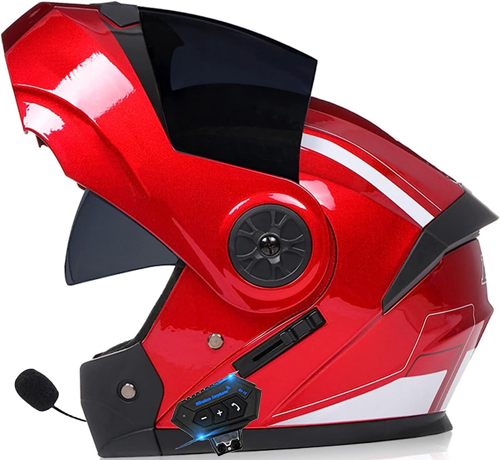 Adults Modularer Klapphelm Mit Bluetooth,Motorrad Integrierter Bluetooth-Helm Mit Doppelvisier,mit Automatische Reaktion Motorradhelm Sturzhelm Für Herren Und Damen ECE Genehmigt von SDPPTY