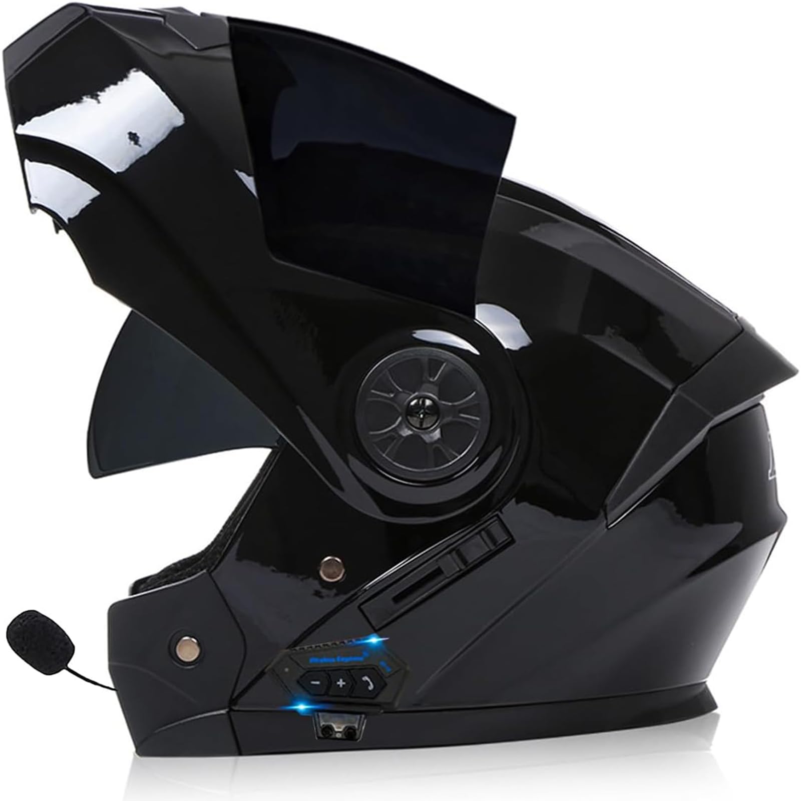 Anti-Fog Doppelspiegel Bluetooth Klapphelm Motorradhelm, Damen Herren Motocross Sturzhelm ECE Zertifiziert Klapphelm Integrierter Motorrad Bluetooth Helm Für Automatische Reaktion von SDPPTY