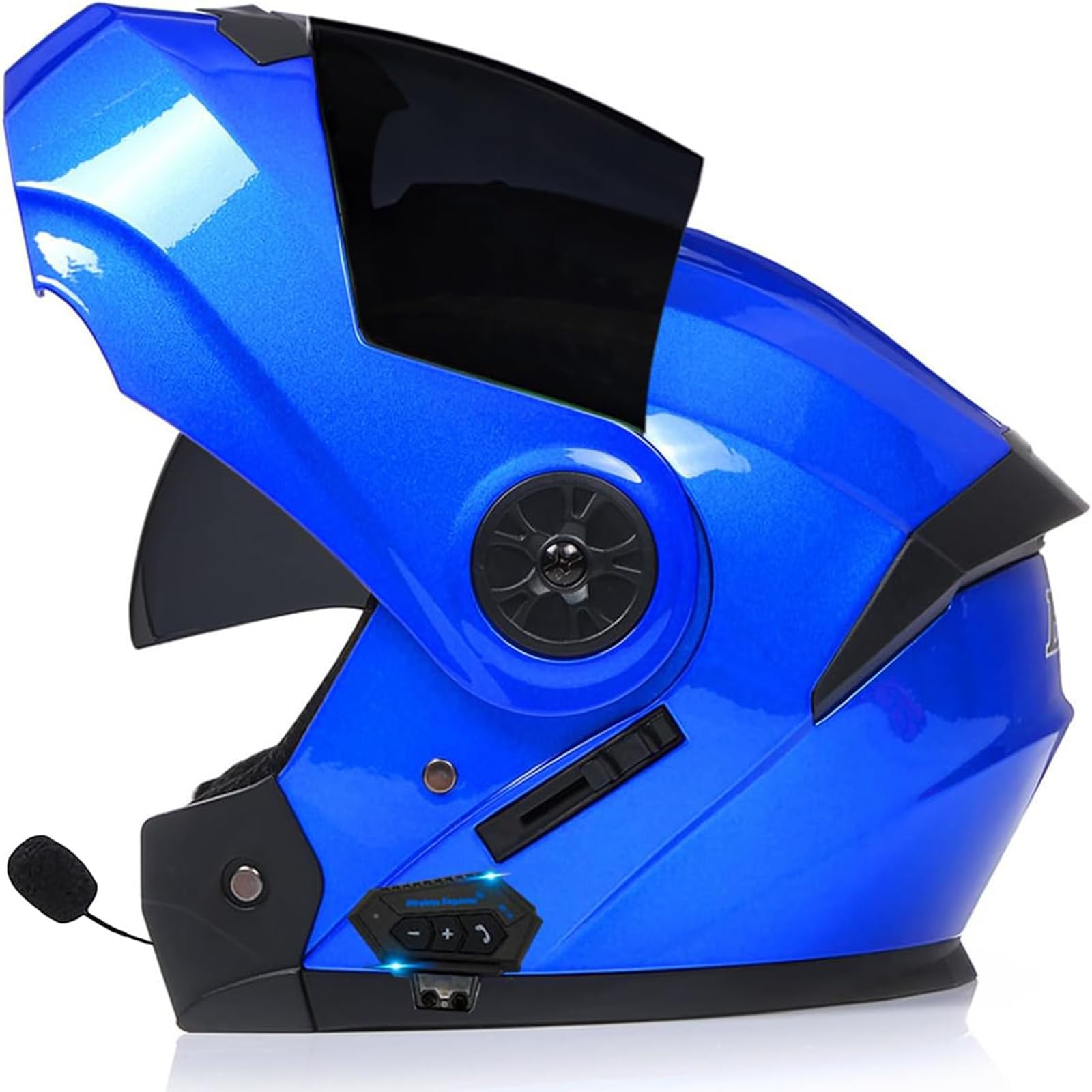 Anti-Fog Doppelspiegel Bluetooth Klapphelm Motorradhelm, Damen Herren Motocross Sturzhelm ECE Zertifiziert Klapphelm Integrierter Motorrad Bluetooth Helm Für Automatische Reaktion von SDPPTY