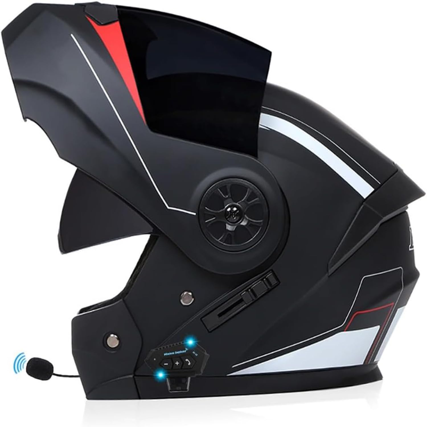 Motorradhelm mit Bluetooth Klapphelm, Doppelvisier Modularer Helm, Integralhelm mit Mikrofon für Automatische Reaktion für Erwachsene Frauen Männer ECE Zertifiziert von SDPPTY