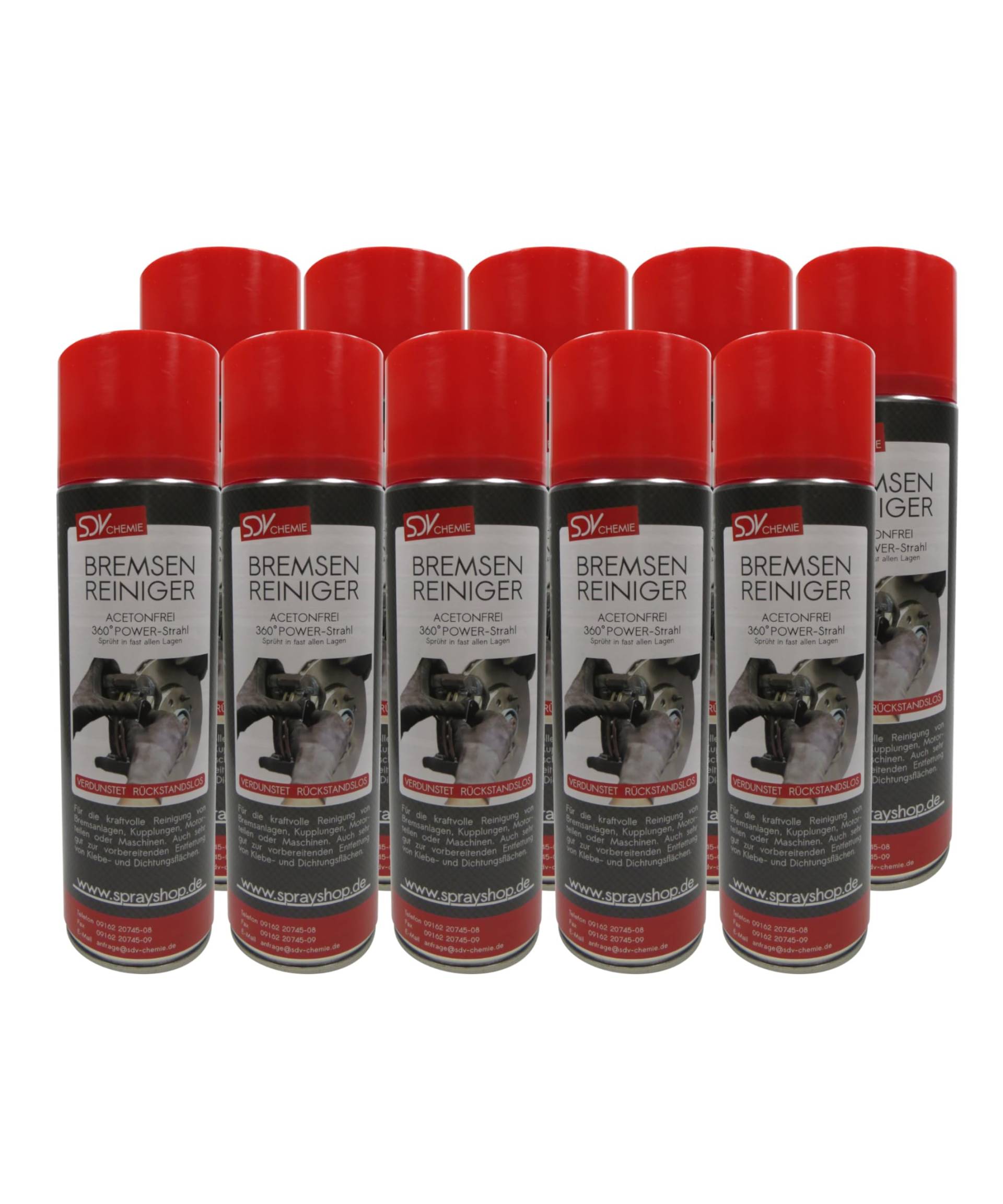 SDV Chemie Bremsenreiniger Spray 10x 500 ml Power Brake Cleaner 360° Ventil Teilereiniger von SDV Chemie