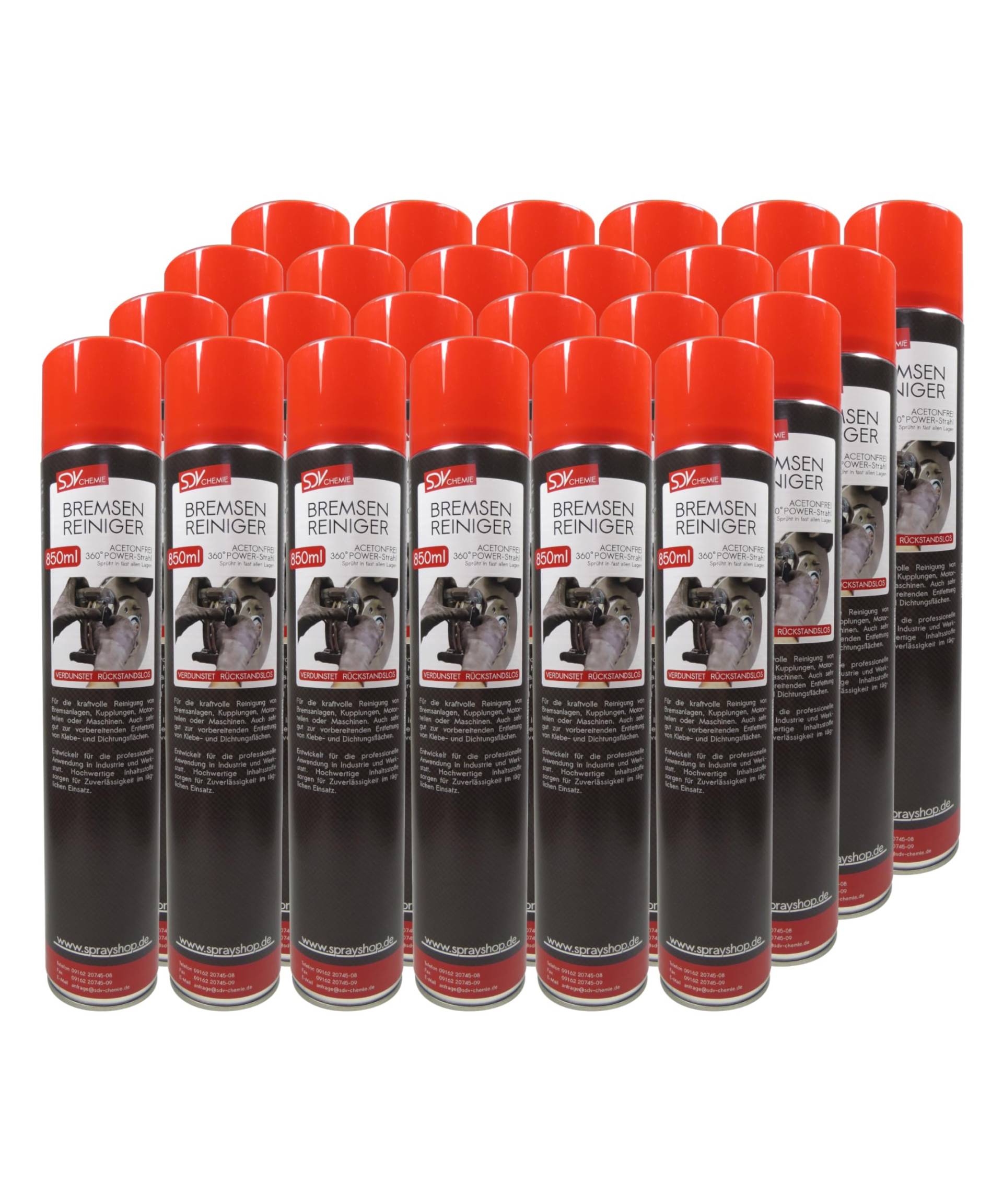 SDV Chemie Bremsenreiniger Spray 24x 850 ml Power Brake Cleaner 360° Ventil Teilereiniger von SDV Chemie