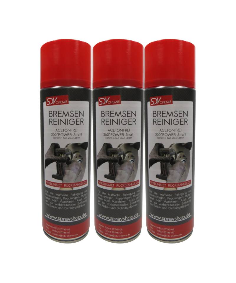 SDV Chemie Bremsenreiniger Spray 3X 500 ml Power Brake Cleaner 360° Ventil Teilereiniger von SDV Chemie