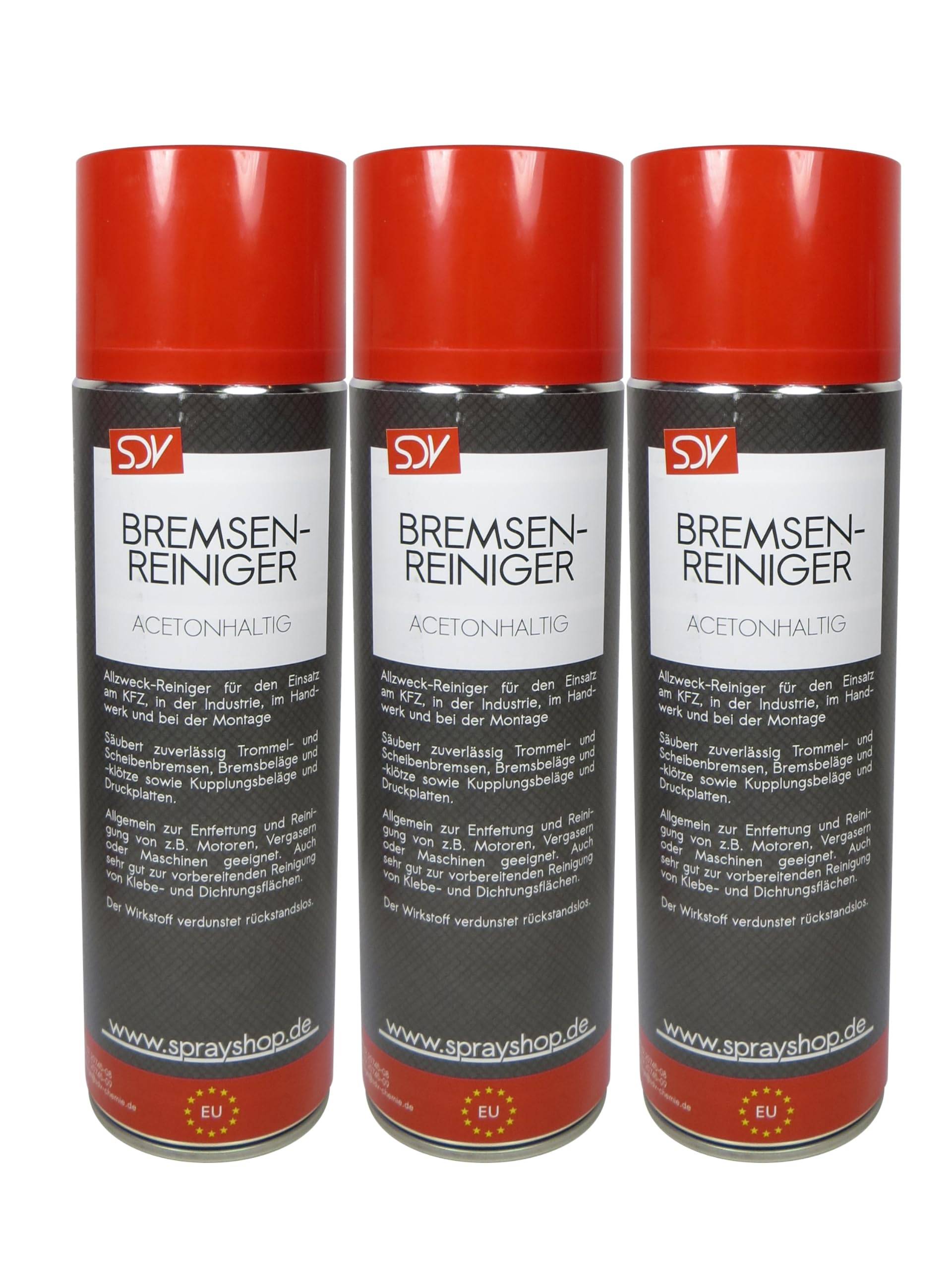 SDV Chemie Bremsenreiniger Spray 3X 500 ml Power Brake Cleaner 360° Ventil Teilereiniger von SDV Chemie