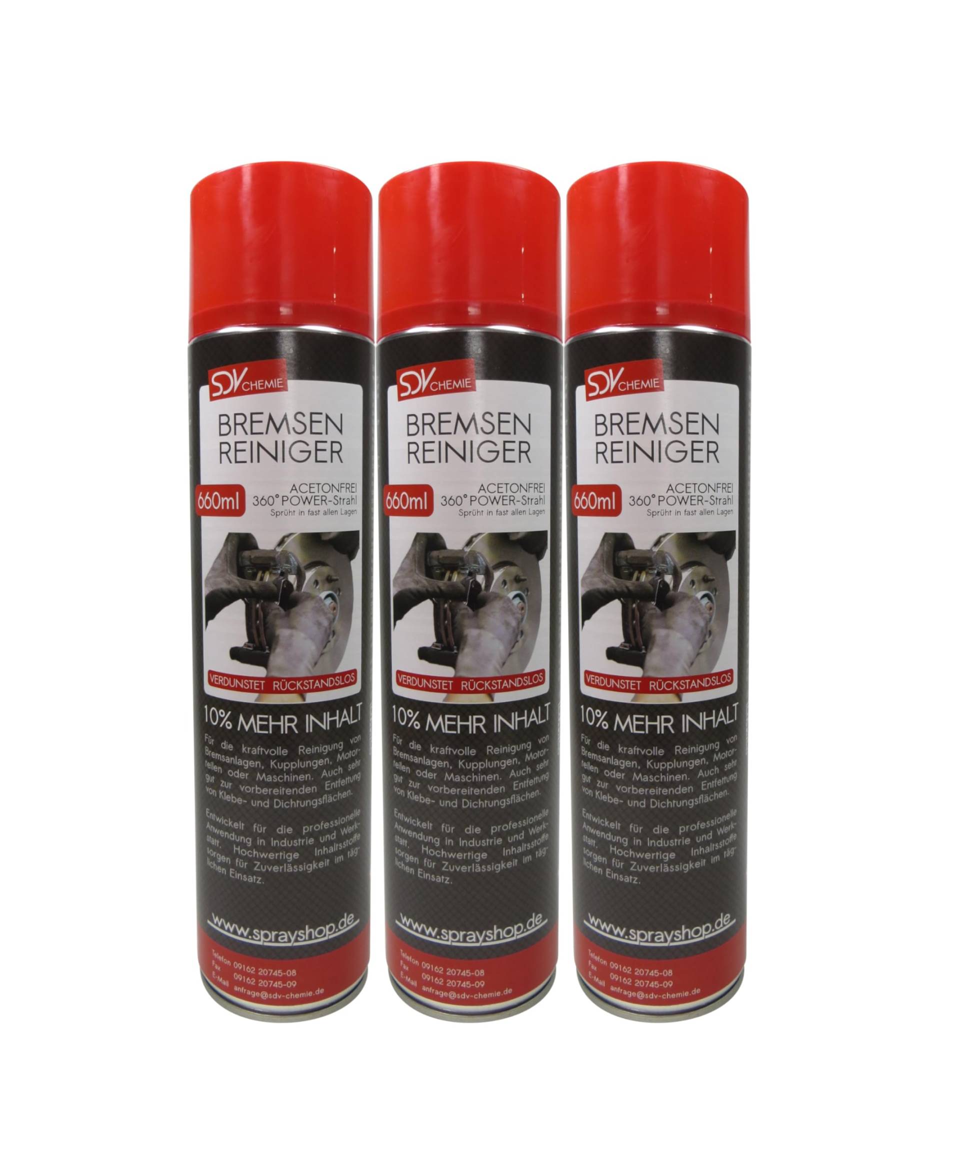 SDV Chemie Bremsenreiniger Spray 3X 660 ml Power Brake Cleaner 360° Ventil Teilereiniger von SDV Chemie