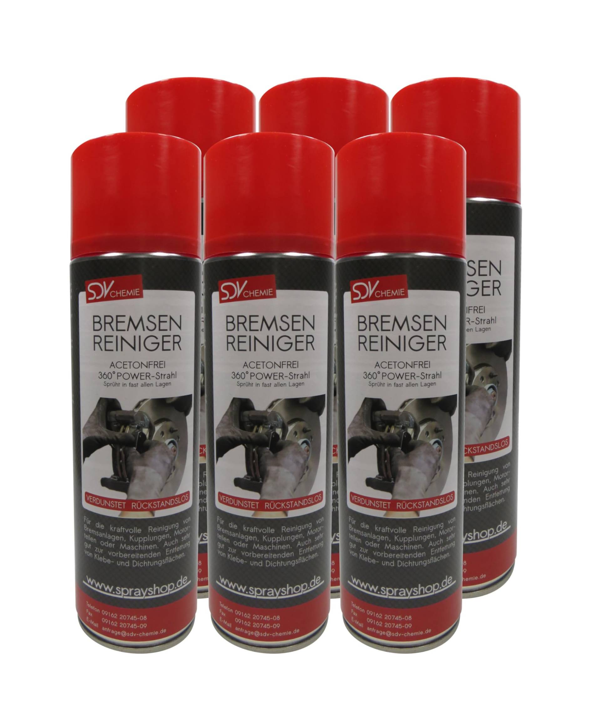 SDV Chemie Bremsenreiniger Spray 6X 500 ml Power Brake Cleaner 360° Ventil Teilereiniger von SDV Chemie