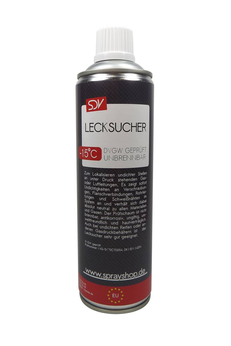 SDV Chemie Lecksuchspray 1x 400ml DVGW geprüft bis -15°C Leckfinder Lecksucher Gas Lecksuch-Spray von SDV Chemie