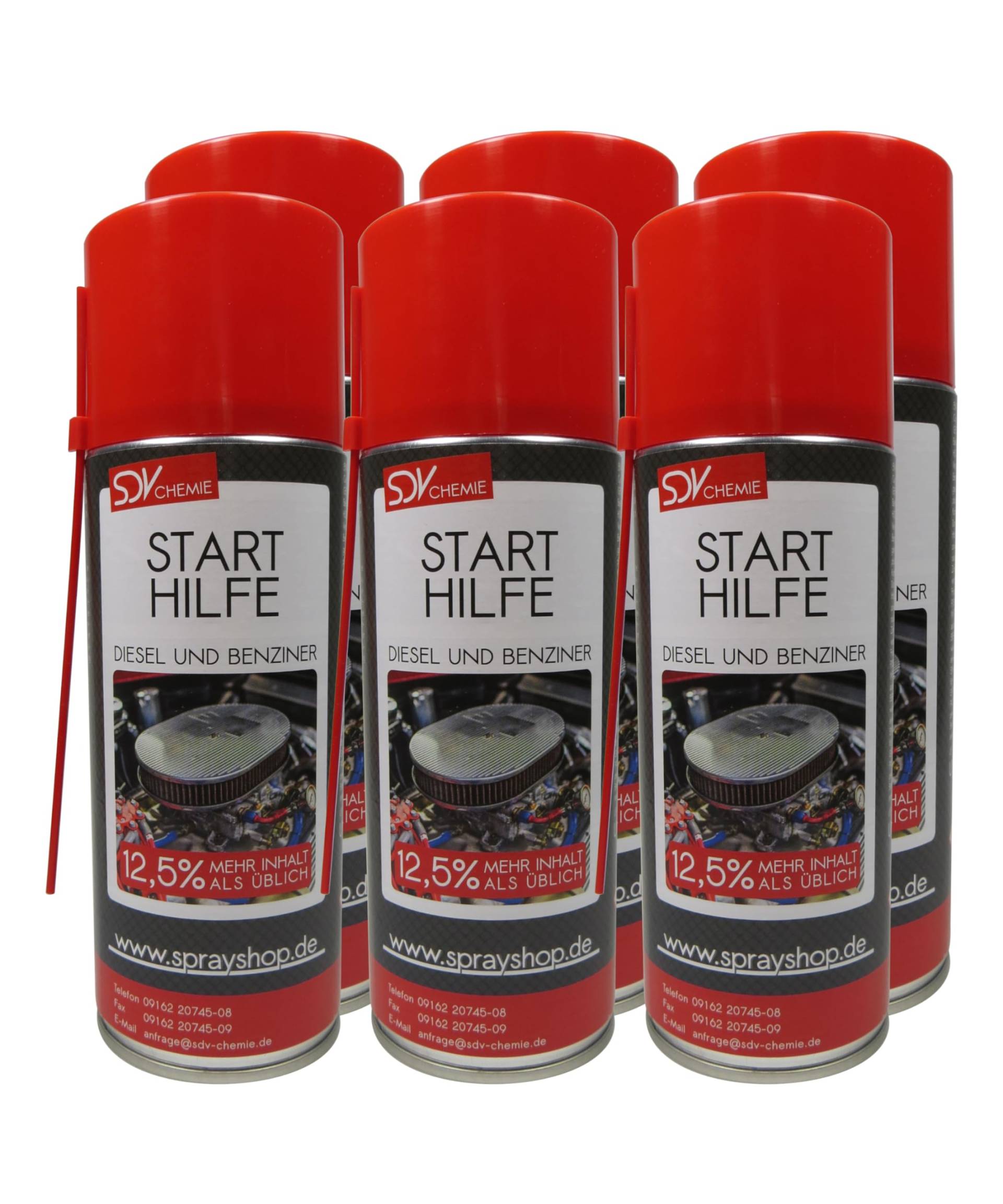 SDV Chemie Motorstarter Starthilfespray 6X 450ml Motorstartspray Starterspray Starthilfe von SDV Chemie