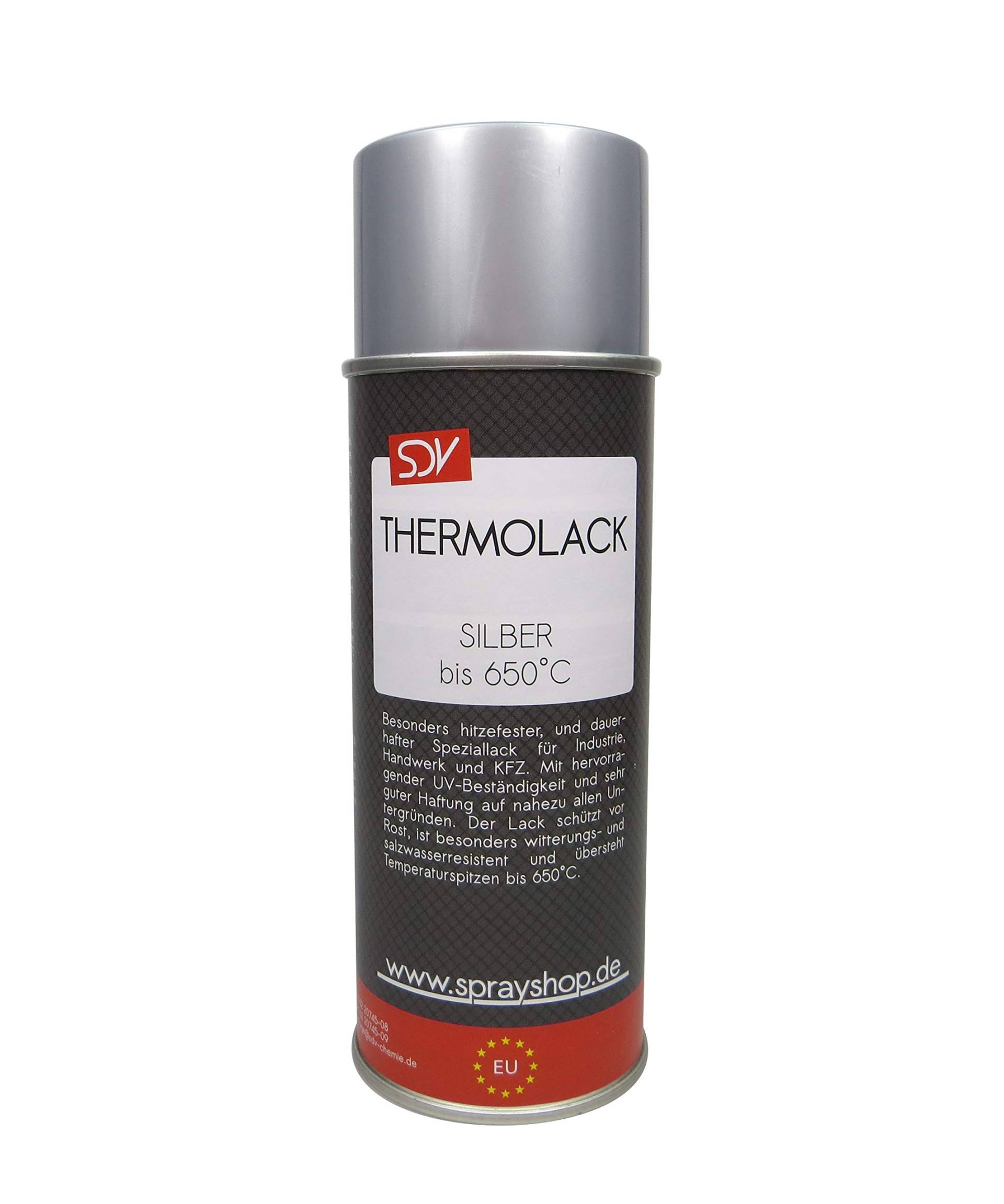 SDV Chemie Thermolack Spray Silber bis 650°C 3X 400ml Auspufflack Ofenlack Motorlack Grill Lack von SDV Chemie