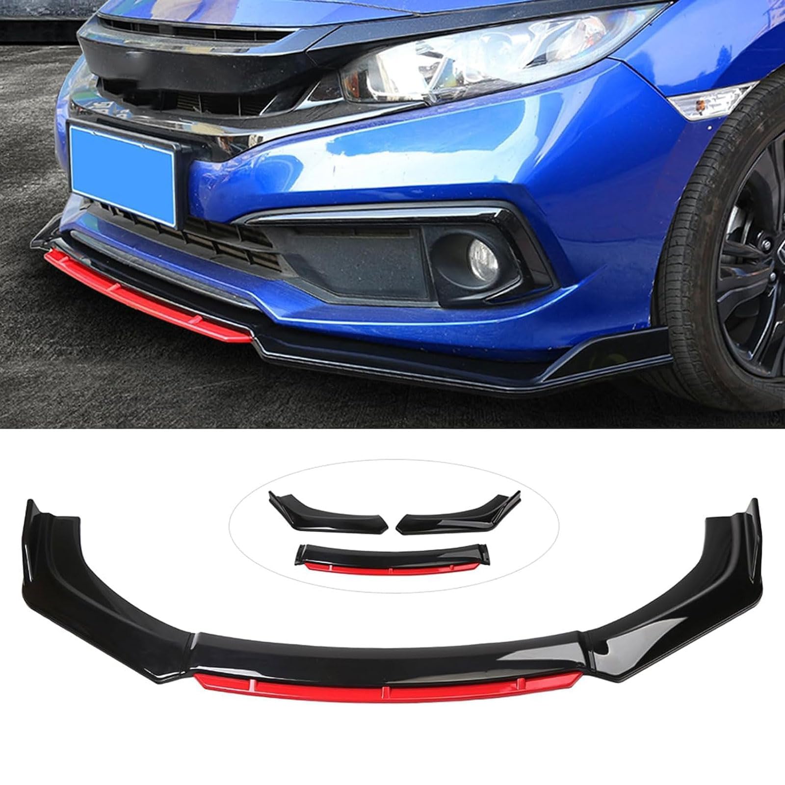 Auto Frontspoiler für Renault Megane Sedan LM LA Phase II I Sedan 1997-2006, Frontstoßstange Spoiler Lippe Antikollisionsschutz Protector Auto Zubehör,Bright Black Red von SDXXDEGF