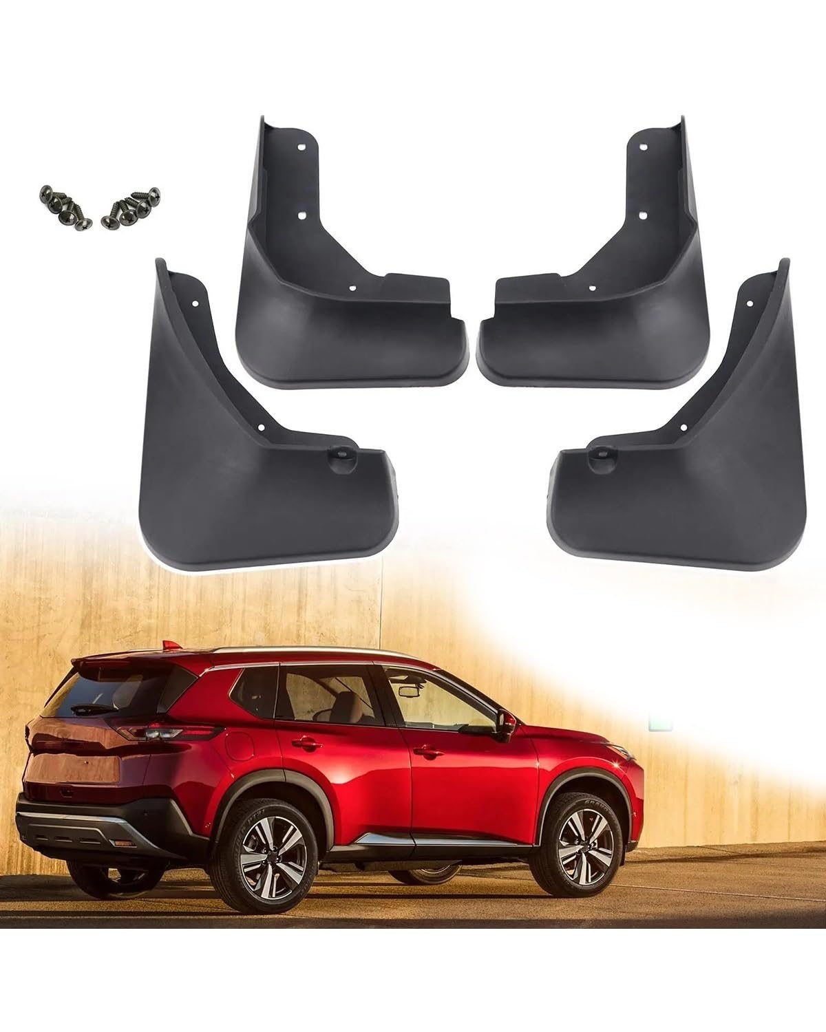 Auto KotflüGel Hinten 4pc Für Rogue Für X-Trail XTRAIL T33 2021 2022 Auto Geformt Vorne Hinten Splash Guards Schlamm klappen Kotflügel Schutz Auto Styling SchmutzfäNger Auto von SDZPLM