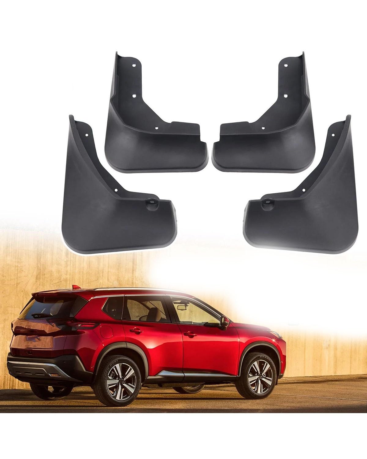 Auto KotflüGel Hinten Schmutzfänger 4pc Für Rogue Für X-Trail XTRAIL T33 2021 2022 Auto Geformt Vorne Hinten Splash Guards Schlamm klappen Kotflügel Schutz Styling SchmutzfäNger Auto von SDZPLM