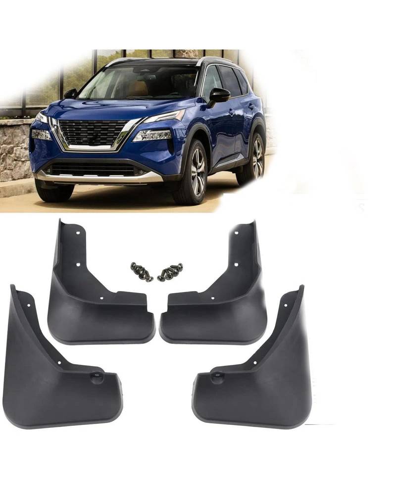 Auto KotflüGel Hinten Schmutzfänger Anhänger 4pc Für Rogue Für X-Trail XTRAIL T33 2021 2022 Auto Geformt Vorne Hinten Splash Guards Schlamm klappen Kotflügel Schutz Styling SchmutzfäNger Auto von SDZPLM