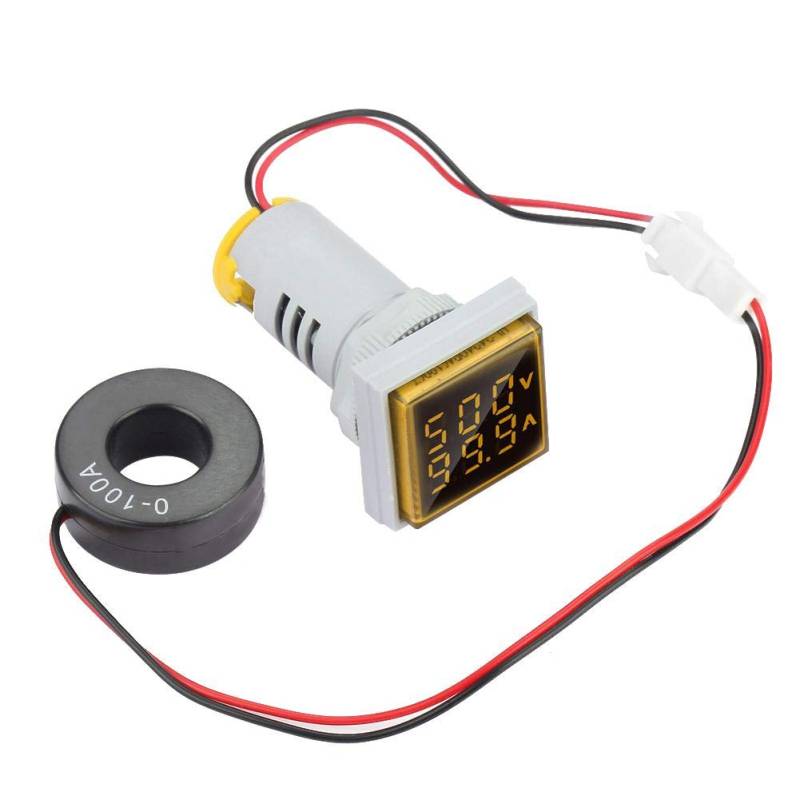 AC 22mm 60-500V 0-100A Digital Voltmeter Amperemeter, LED Dual Display Spannung Strommessanzeige Unterschiedliche Farbanzeige(Gelb) von SEAFRONT