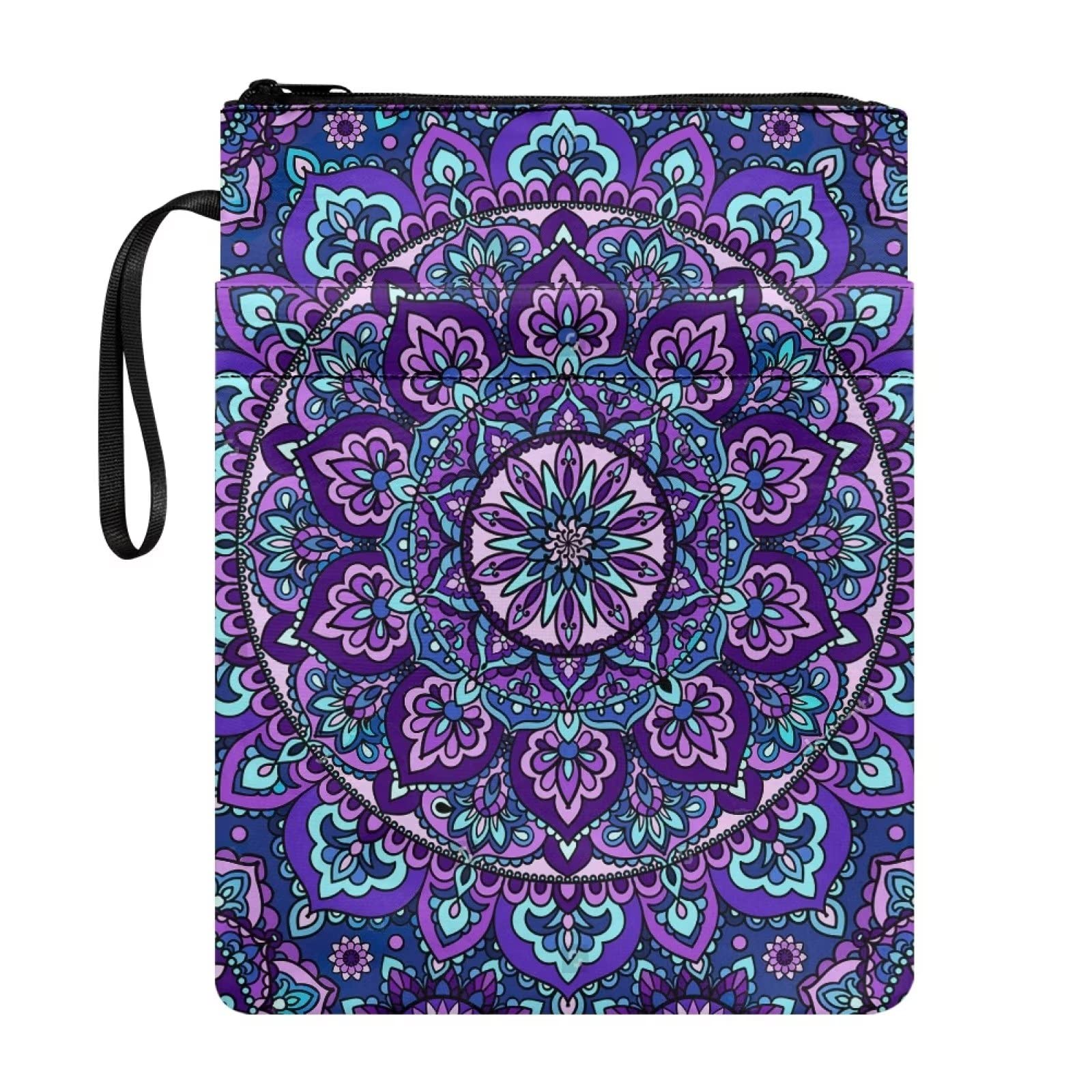 SEANATIVE Boho-Buchhüllen mit Mandala-Druck, Blumenmuster, Buchschoner für Damen und Mädchen, tragbar, mit Reißverschluss von SEANATIVE