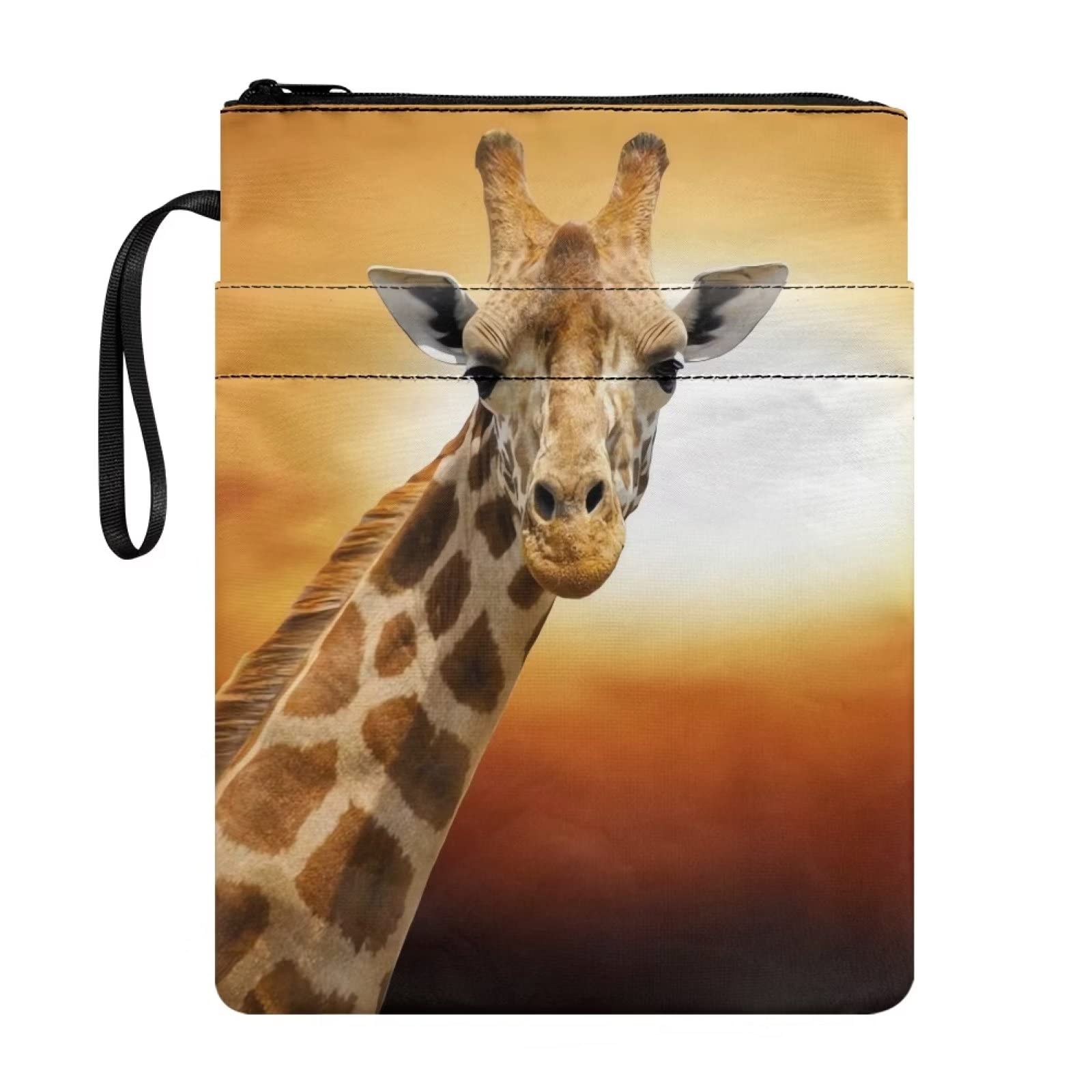 SEANATIVE Buchhülle mit Giraffen-Motiv, Reißverschluss, multifunktional, mit Vordertasche für Kinder, Jugendliche von SEANATIVE