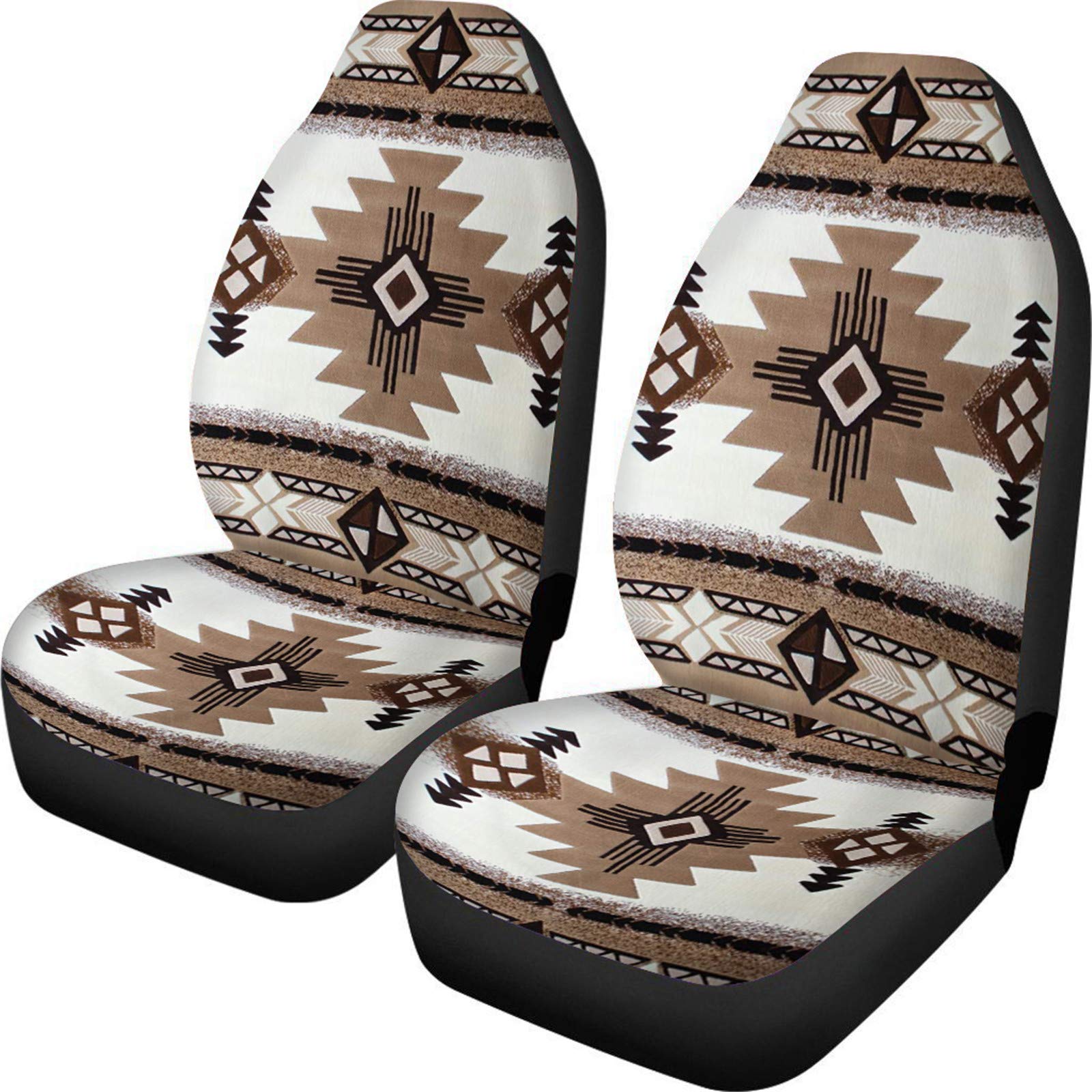 SEANATIVE Sitzschoner für Auto vorne Aztekenmuster Tribal Stil 2 Stück Sitzbezug Polyester Stoff Auto Kissen Eimer Sitzbezug für Unisex Elastische Autopad-Hülle von SEANATIVE