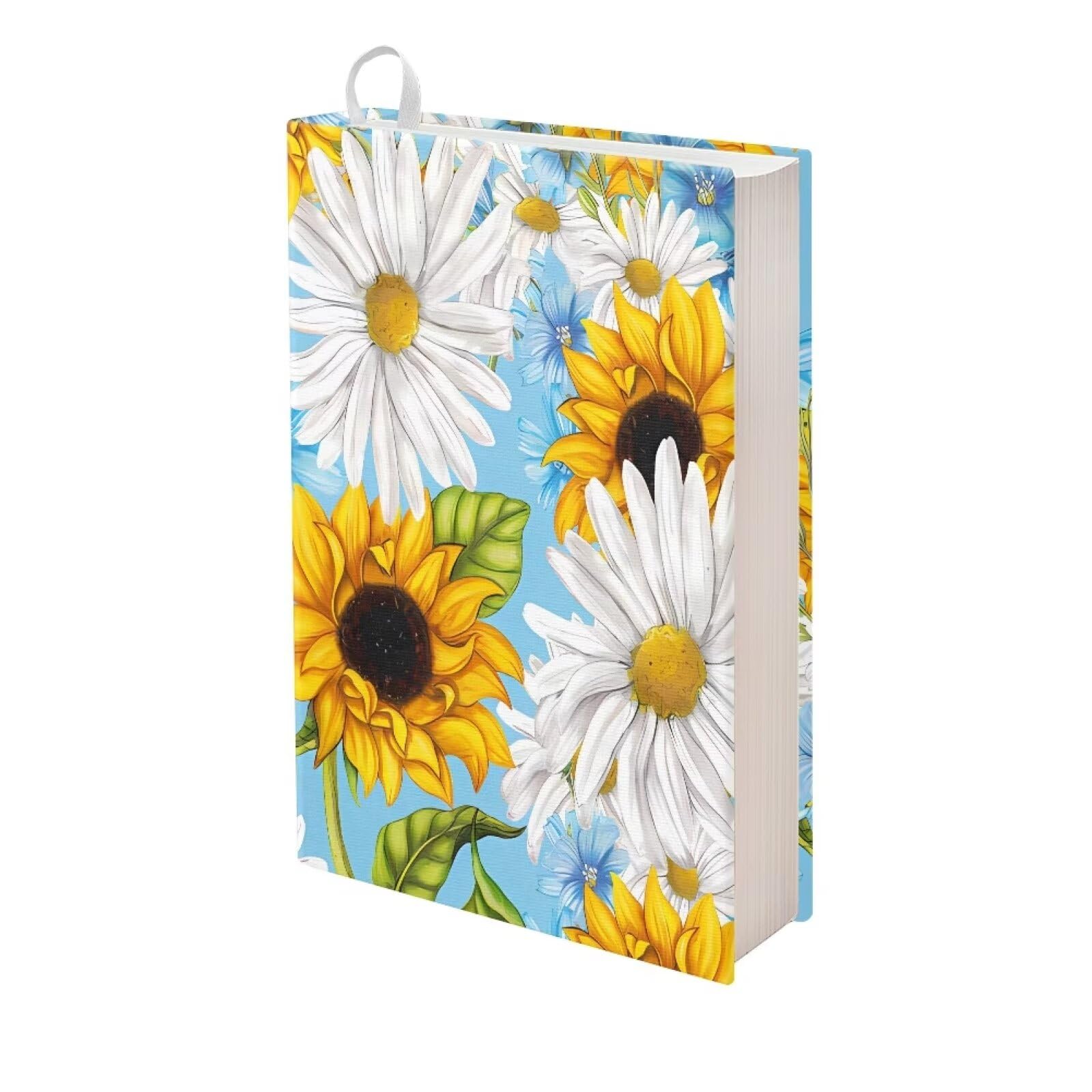 SEANATIVE Sox Buchumschlag, Sonnenblumen-Gänseblümchen-Druck, dehnbar, 22,9–27,9 cm, waschbarer Einband, passend für die meisten Hardcover-Jumbo-Buchschoner für Frauen und Mädchen von SEANATIVE