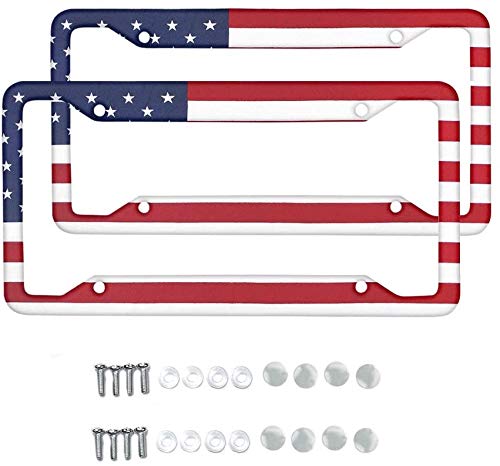 SEANATIVE USA-Flagge Druck Amerikanische Nummernschild-Rahmen Auto Front Tag für die meisten Fahrzeuge Dekorativ Wasserdicht Rostfrei Aluminium Kennzeichenhalter 2 Packungen von SEANATIVE