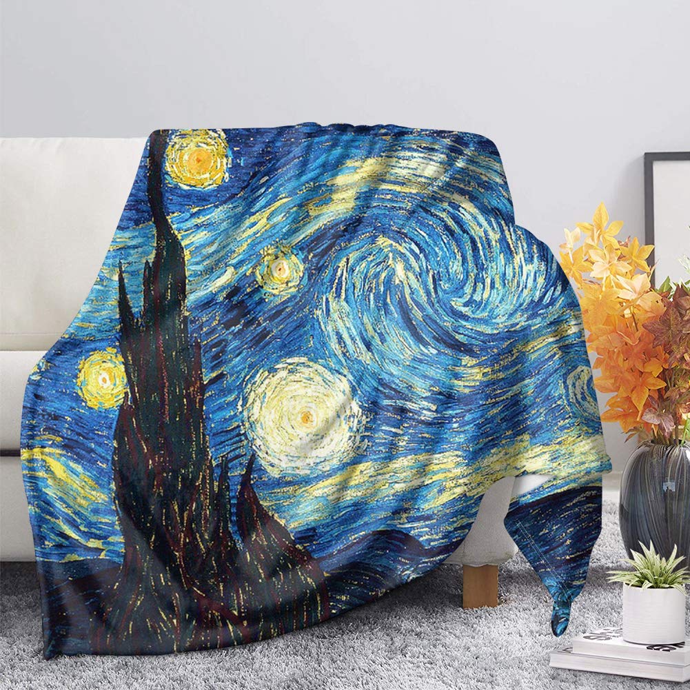 SEANATIVE Van Gogh Überwurfdecke, Sternennacht, Galaxie, Malerei, Künstler, wendbar, ultraweich, Plüsch, Flanelldecke, für Damen und Mädchen, Größe 3XL von SEANATIVE