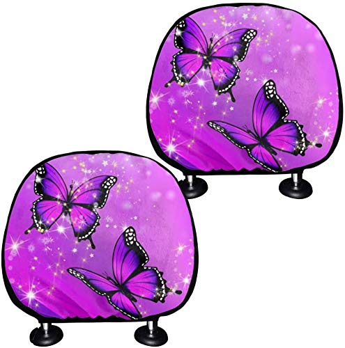 SEANATIVE violetter Autositz-Kopfstützenbezug für SUV & Vordersitz-Kopfstütze, Kissenbezug mit Schmetterlingsmuster von SEANATIVE
