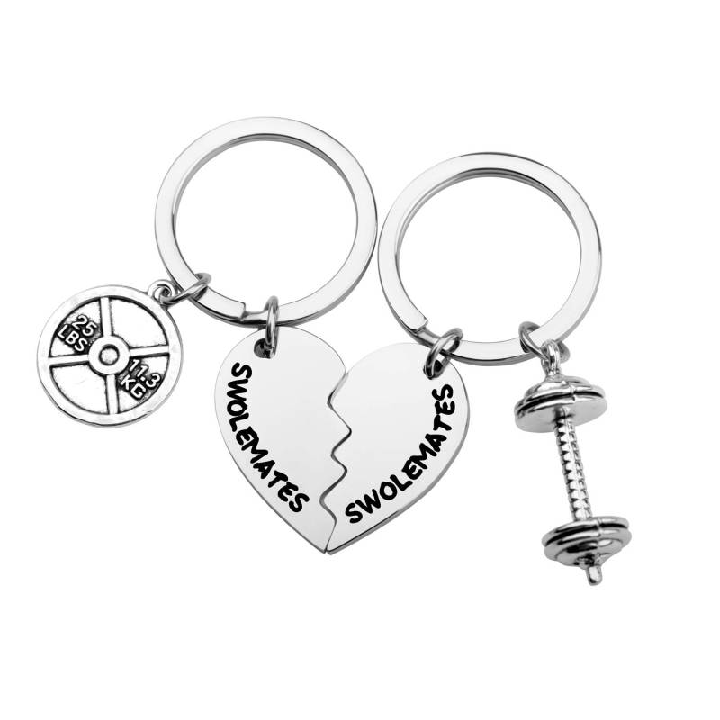 SEIRAA Schlüsselanhänger Training Fitness Schmuck Geschenk Gewichtheben Schlüsselanhänger Fitness Paar Geschenk Freundschaft Schlüsselanhänger, S, Edelstahl von SEIRAA