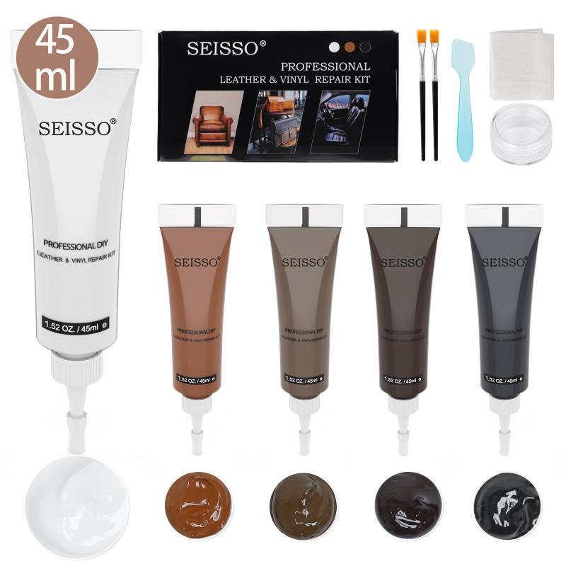 SEISSO Leder Reparatur Set, Lederreparatur Creme, Leder Reparatursätze, Mischbare Lederreparatursets, Leder Farbe Reparaturset von Lederkratzern für Leadercouch, Schuhe, Mäntel, Autositz von SEISSO