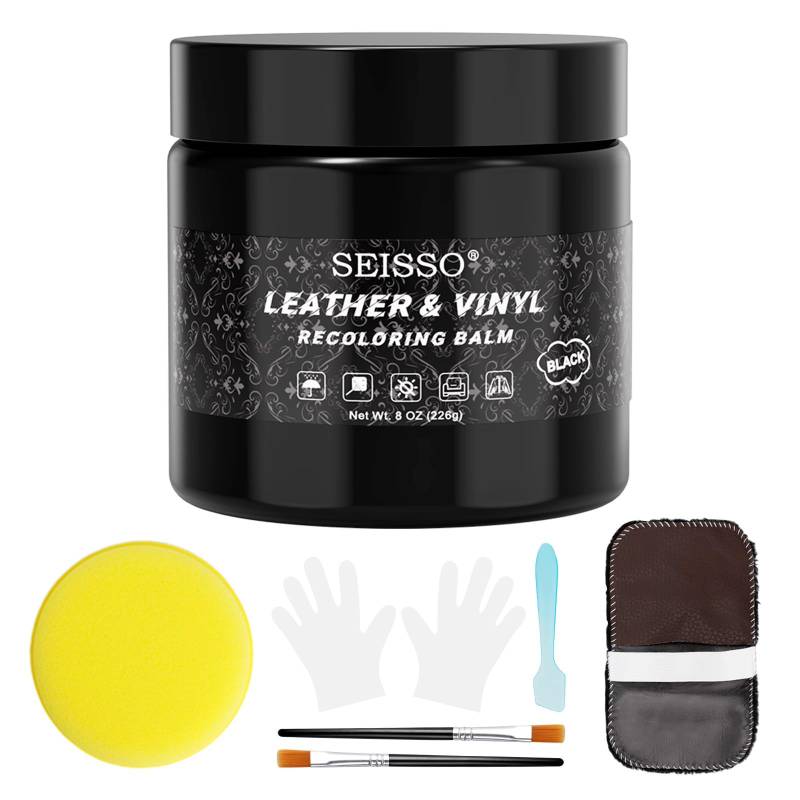 SEISSO Lederreparatur Creme,Leder Reparatur Set,Leder Restaurator,Leder Reparatur Set Schwarz für Autositze, Sofa, Lederjacke,Verschleiß Reparatur,Leder Reparatur 200ml,Schwarz von SEISSO