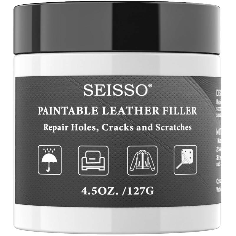 SEISSO Leder Reparatur Set, 127g Lederreparatur Creme für Füllen von Löchern, Verbrennungen, Kratzern, Rissen und Sprüngen, Leder Reparatur für Jedes Leder, Weiß von SEISSO