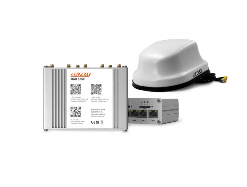 SELFSAT MWR 5550 weiß (4G / LTE / 5G & WLAN Internet Router bis 3,3 Gbps inkl. 5G Dachantenne) von SELFSAT