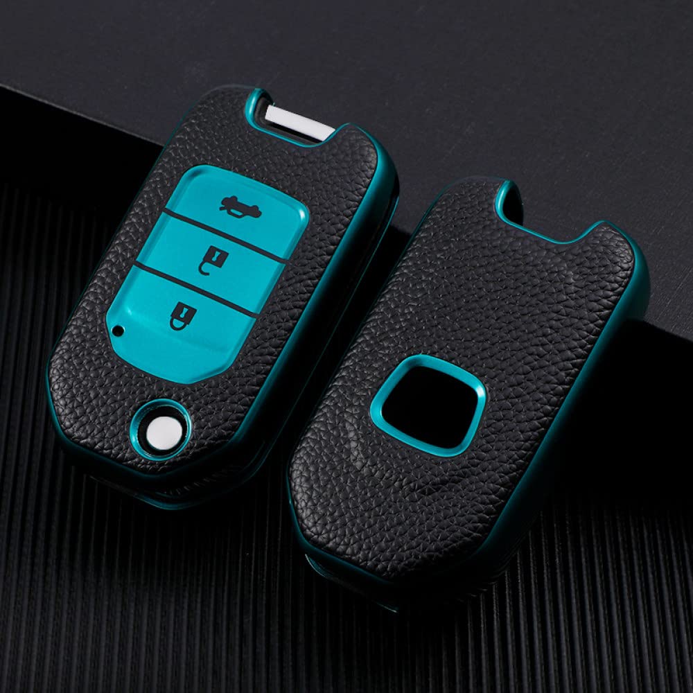 SELIYA Auto Flip Key Case Cover Schlüsselbund, passend für Honda Civic CR-V HR-V Agreement Jade Crider Odyssey 2015-2018,3 butoon Green von SELIYA