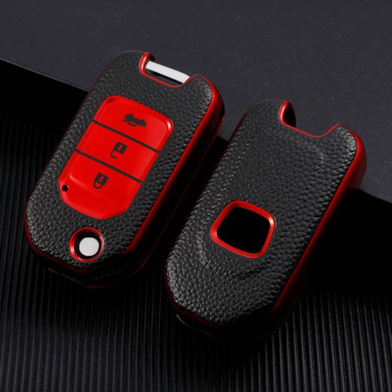 SELIYA Auto Flip Key Case Cover Schlüsselbund, passend für Honda Civic CR-V HR-V Agreement Jade Crider Odyssey 2015-2018,3 butoon red von SELIYA