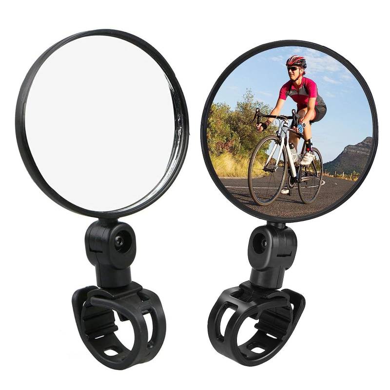 Fahrradspiegel,HD Echtglas Fahrrad Rückspiegel,360° Drehbar & Klappbar Fahrrad Rückspiegel,Flacher Lenker Drehspiegel Rückspiegel Lenkerspiegel für Fahrrad rennrad Mountainbikes,2 Stück,10cm von SEMINISMAR