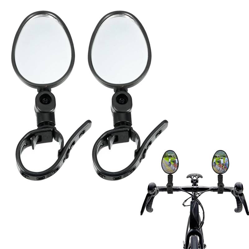 Fahrradspiegel,HD Echtglas Fahrrad Rückspiegel,360° Drehbar & Klappbar Fahrrad Rückspiegel,Flacher Lenker Drehspiegel Rückspiegel Lenkerspiegel für Fahrrad rennrad Mountainbikes,2 Stück,Ellipse von SEMINISMAR