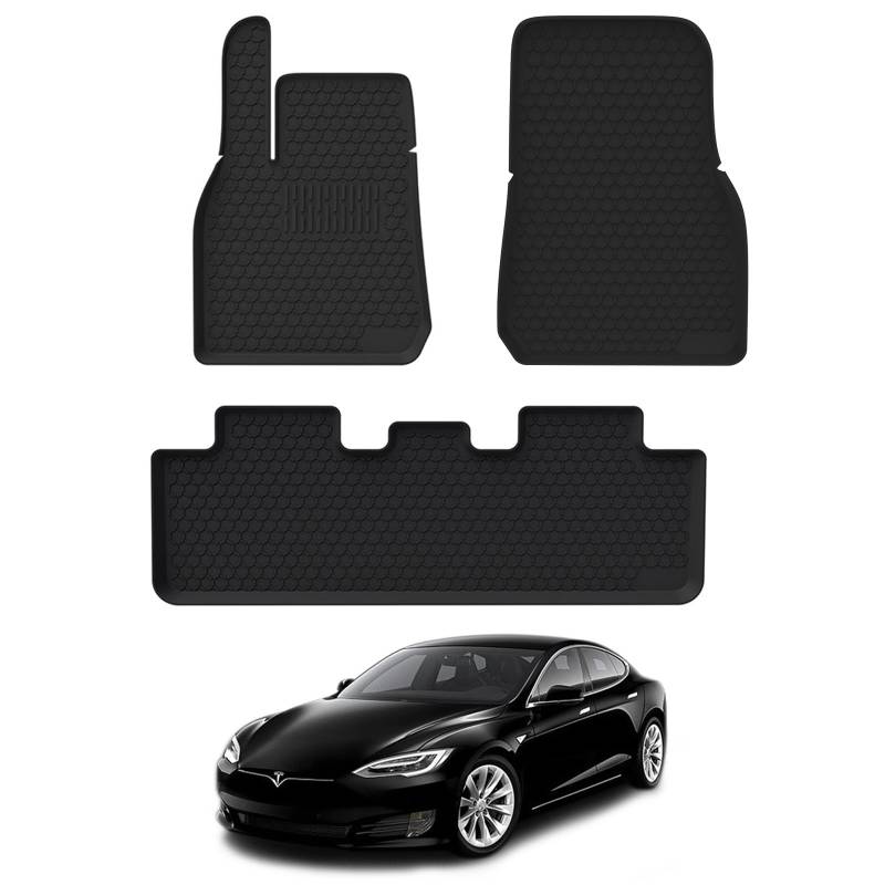 Tesla Model Y Allwetter-Fußmatten, passgenau, komplettes Set, Fußmatten für den Boden + vordere Kofferraummatte + hintere Kofferraummatte, passend für 5-Sitzer (Tesla Y Front Mats 3Pcs) von SENDR.KR