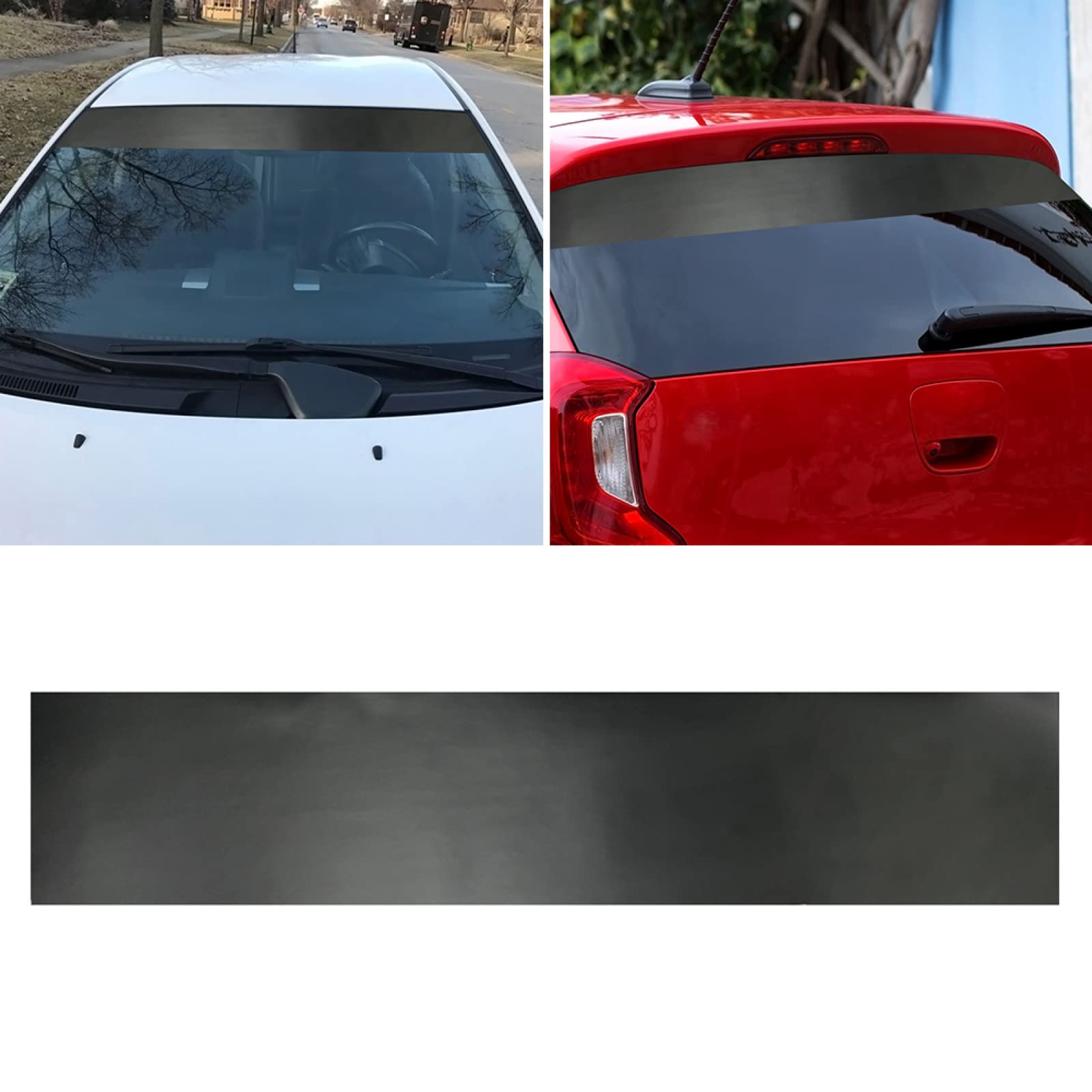 Sun Visor Strip, Matte Black Vinyl Car Wrap Roll, Matt Black Sun Strip, Universal Car Van Windscreen Sunstrip 130x20cm von SENRN