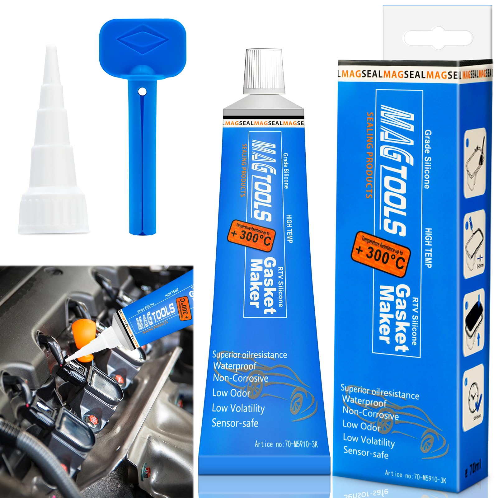 SEO-FANALLY Dichtmasse Motor, Auspuff Dichtmasse 70 ml, Kühlerdichtmittel Auto, Motordichtmasse, Dichtmasse kfz, Dichtungsmasse, Zylinderkopfdichtung Dichtmittel, Hitzebeständige Dichtmasse von SEO-FANALLY