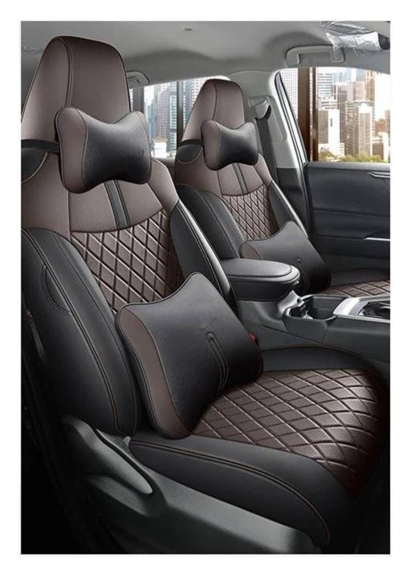 Auto-Sitzbezüge Leder Automotive Kissen Autositzbezüge Für Toyota Für Select Für RAV4 2019 2020 2021 2022 2023 Auto-Schonbezüge(Black coffee) von SEOBIO