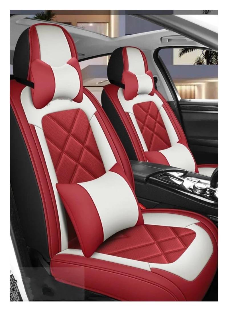 Auto-Sitzbezüge Leder-Autositzbezug Für Volvo Alle Modelle Für S60 Für S80 Für C30 Für XC60 Für XC90 Für S40 Auto-Schonbezüge(Red,Deluxe Edition) von SEOBIO